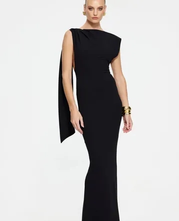 Shona Joy Adri Strapless Panelled Maxi Dress Black Size 12