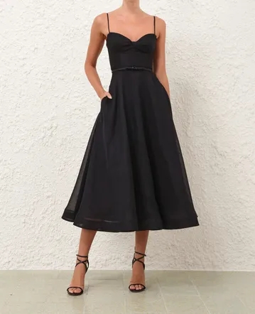 Aje Raffia Rushes Knit Midi Dress Black Size M / AU 10 Aje Raffia Rushes Knit Midi Dress Black Size M / AU 10